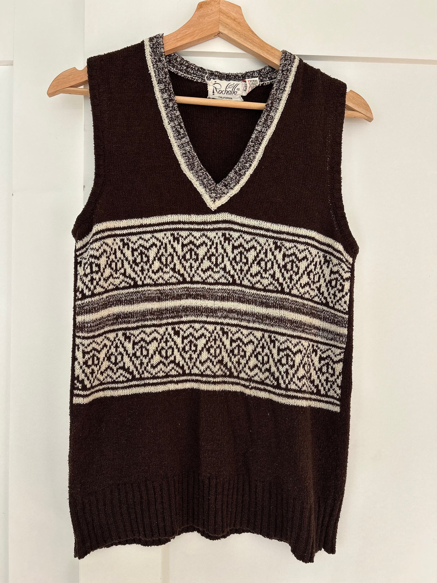 Rochelle Fair Isle Style V Neck Sleeveless Vest