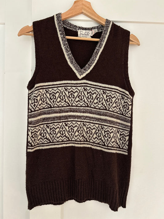 Rochelle Fair Isle Style V Neck Sleeveless Vest