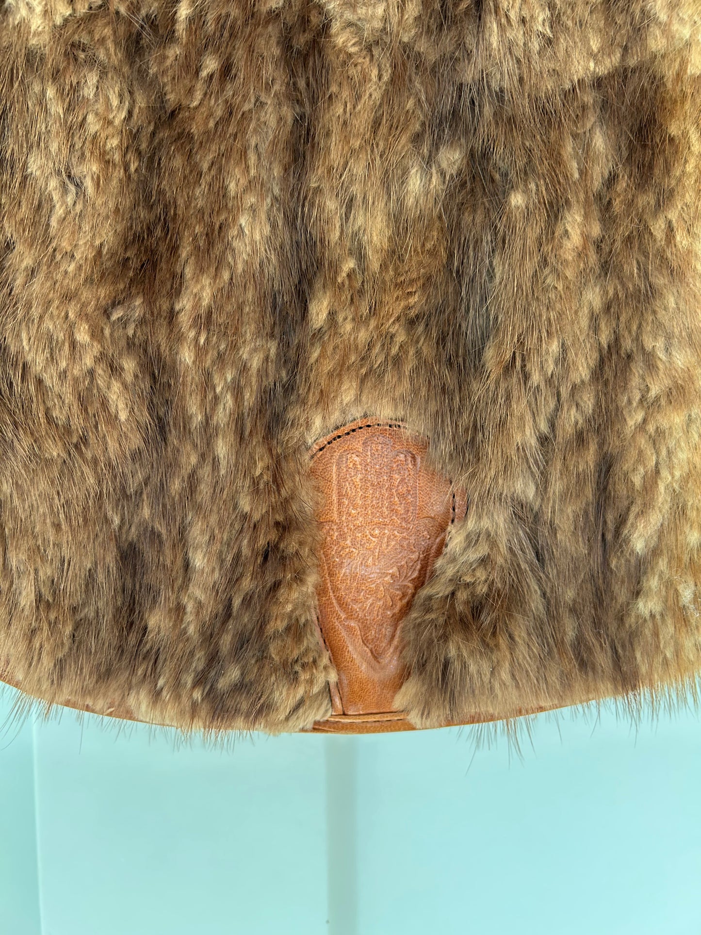 Vintage Brown Leather Animal Fur Shoulder/Crossbody Bag