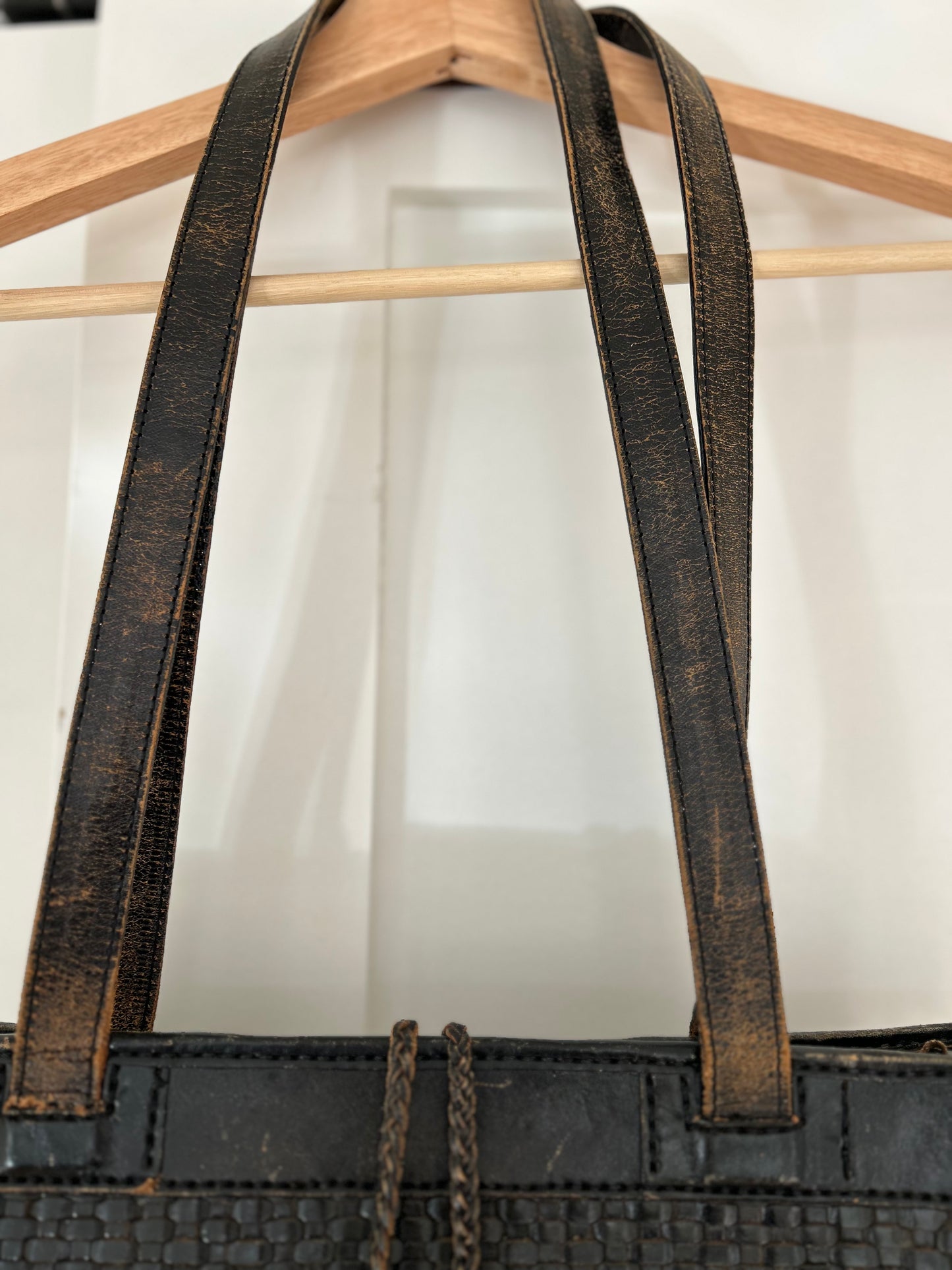 Bottoncina Chocolate Brown Woven Leather Tote Bag