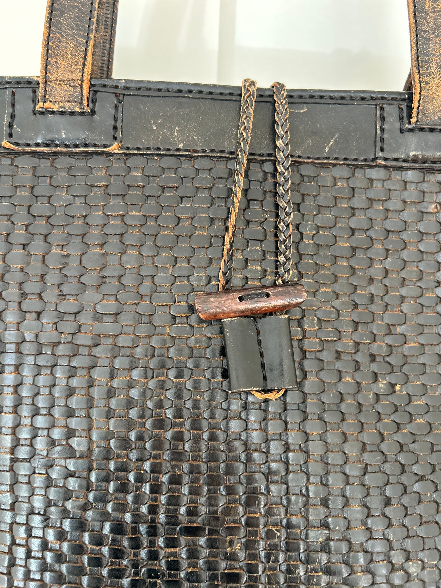 Bottoncina Chocolate Brown Woven Leather Tote Bag