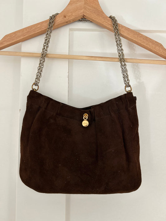 Ande Vintage Chocolate Brown Suede Evening purse
