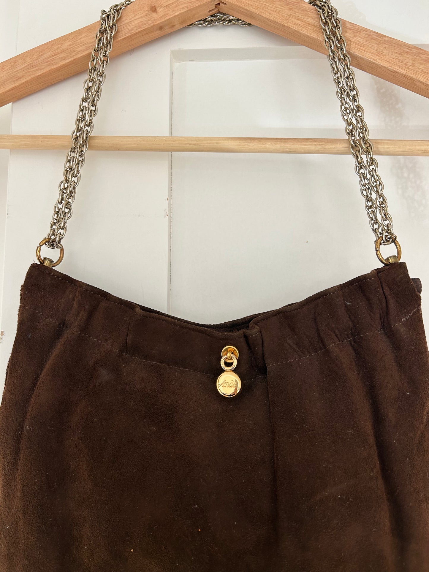 Ande Vintage Chocolate Brown Suede Evening purse