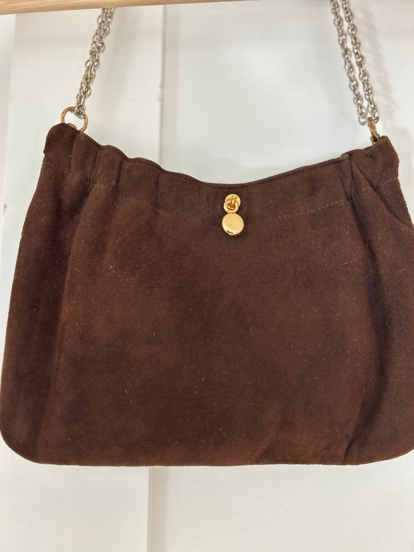 Ande Vintage Chocolate Brown Suede Evening purse