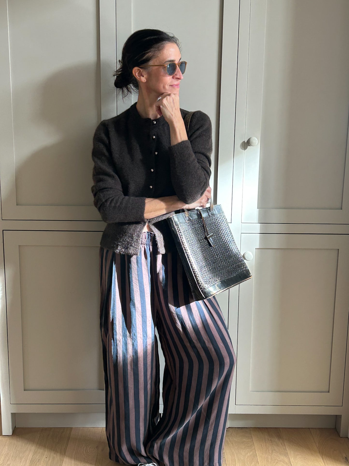 Bottoncina Chocolate Brown Woven Leather Tote Bag